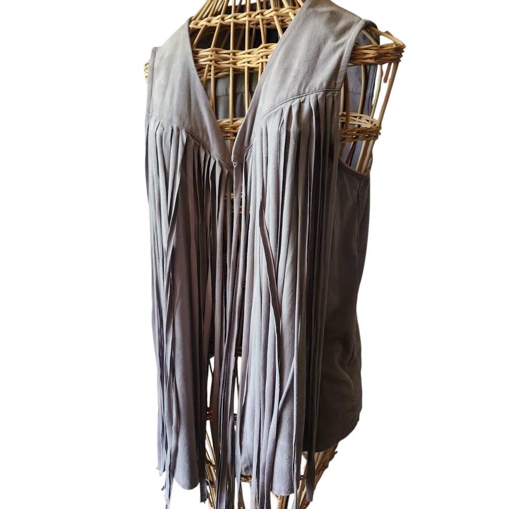 Gray Fringe Vest
